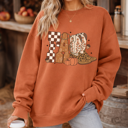 Western Fall PNG, Cowboy Boots and Pumpkins T-Shirt Design, Autumn Cowgirl Graphic
