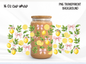 Lemon Bow 16oz Glass Can Wrap PNG, Watercolor Lemon Cup Wrap, Pink Bow Summer Libbey PNG