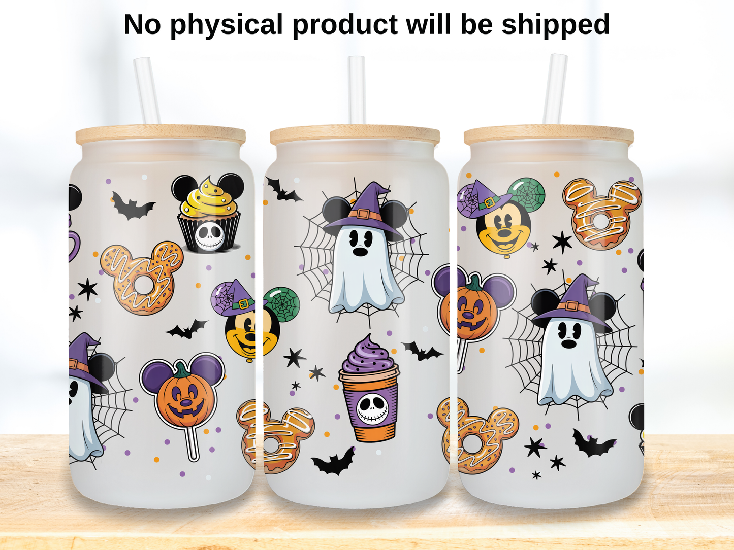 Halloween Snack Glass Can Wrap PNG, Ghost Treat Cup Wrap