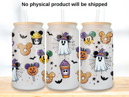 Halloween Snack Glass Can Wrap PNG, Ghost Treat Cup Wrap