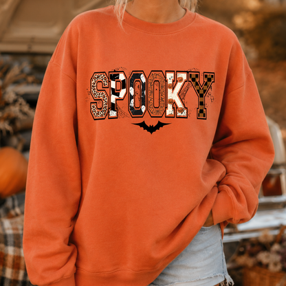 Spooky Pattern Letters PNG, Retro Halloween T-Shirt Design, Leopard Checker Sublimation Graphic