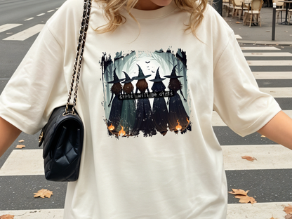 Girls Will Be Girls PNG, Witch Coven Halloween T-Shirt Design, Gothic Friendship Graphic