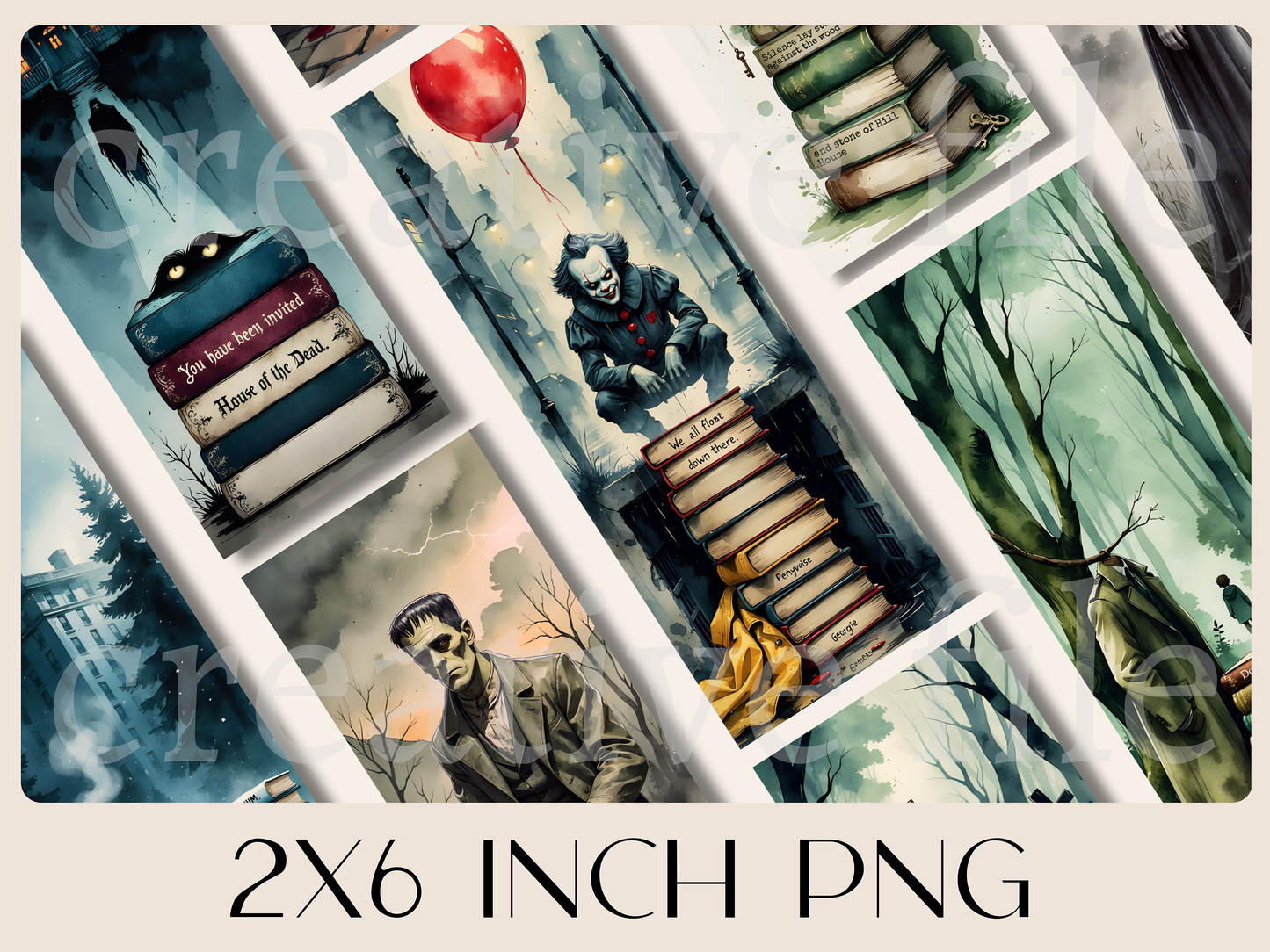 16 Printable Horror Bookmarks Bundle, Gothic Classic Literature Bookmark Set