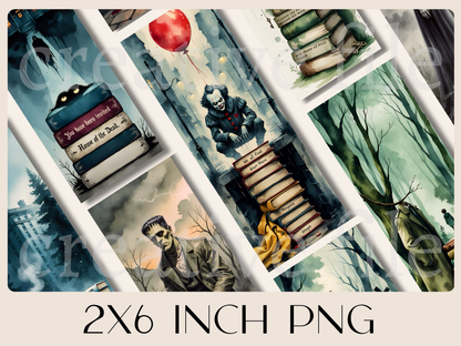 16 Printable Horror Bookmarks Bundle, Gothic Classic Literature Bookmark Set