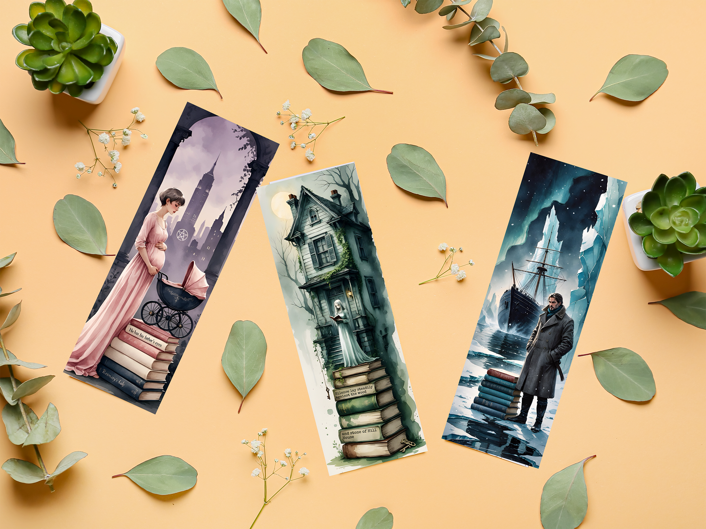 16 Printable Horror Bookmarks Bundle, Gothic Classic Literature Bookmark Set