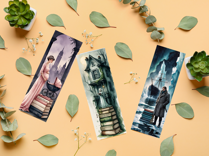 16 Printable Horror Bookmarks Bundle, Gothic Classic Literature Bookmark Set
