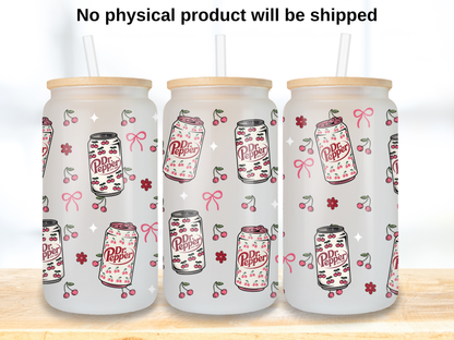 Cherry Soda Glass Can Wrap PNG, Cute Soda Can Cup Wrap