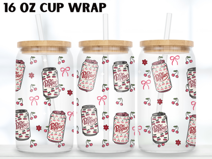 Cherry Soda Glass Can Wrap PNG, Cute Soda Can Cup Wrap