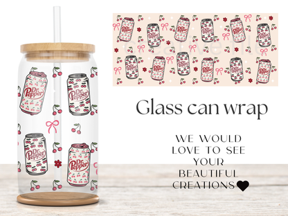 Cherry Soda Glass Can Wrap PNG, Cute Soda Can Cup Wrap