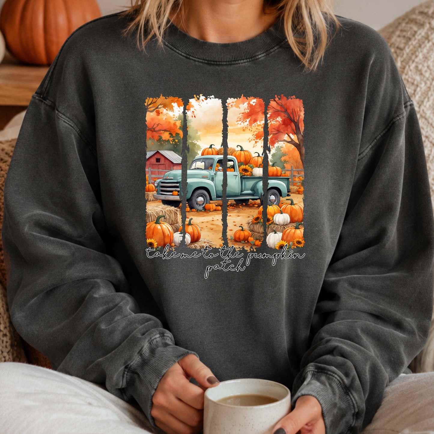 Pumpkin Patch Truck PNG, Vintage Fall Farm T-Shirt Design, Autumn Pumpkin Sublimation Graphic