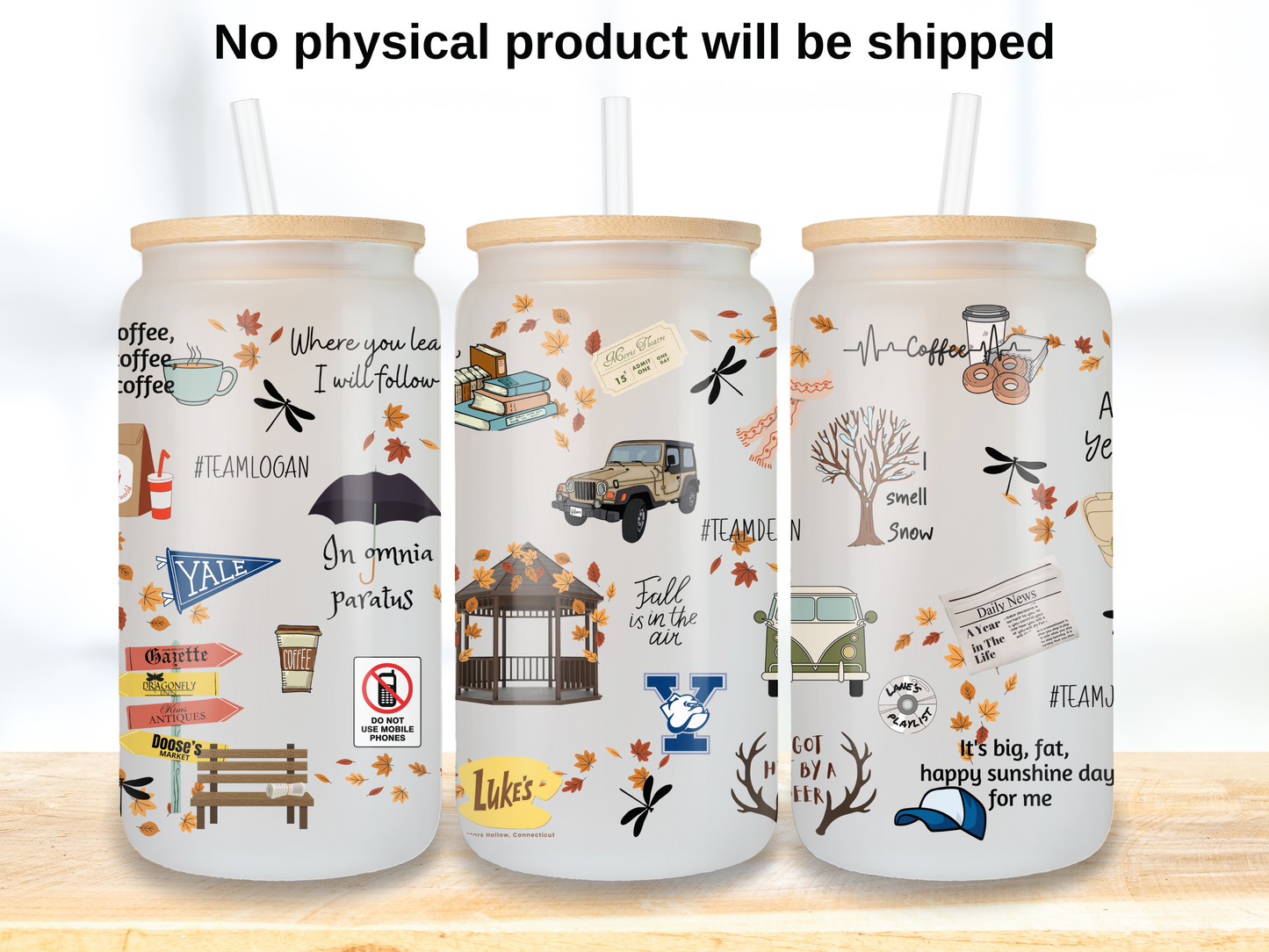 Autumn Girls Glass Can Wrap PNG, Coffee Bookish Autumn Wrap, TV Inspired PNG