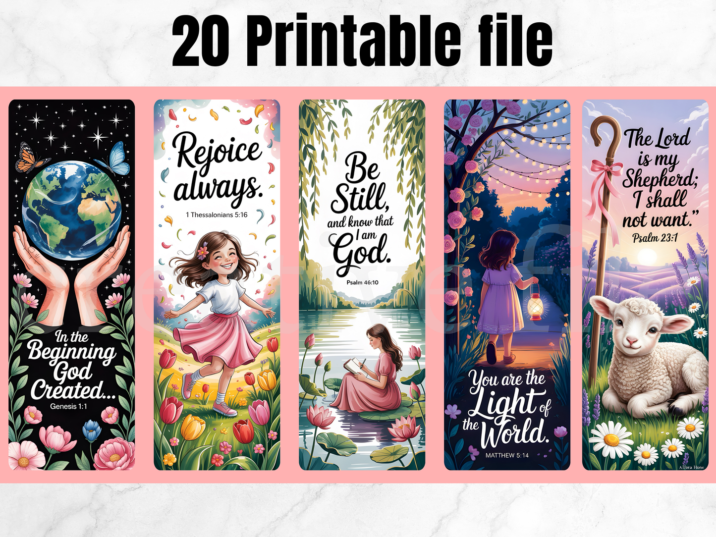 Printable Bible Verse Bookmarks Bundle, Christian Scripture Bookmarks Digital Download