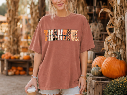 Thankful Always PNG, Patterned Fall T-Shirt Design, Autumn Thanksgiving Sublimation Graphic