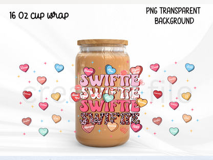 Girlie Style Candy Hearts 16oz Cup Wrap PNG, Pop Music Can design