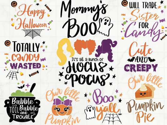 Cute Halloween SVG designs, Spooky Season Clipart Bundle